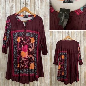 ReBorn Pleated Tunic 3/4 Sleeve